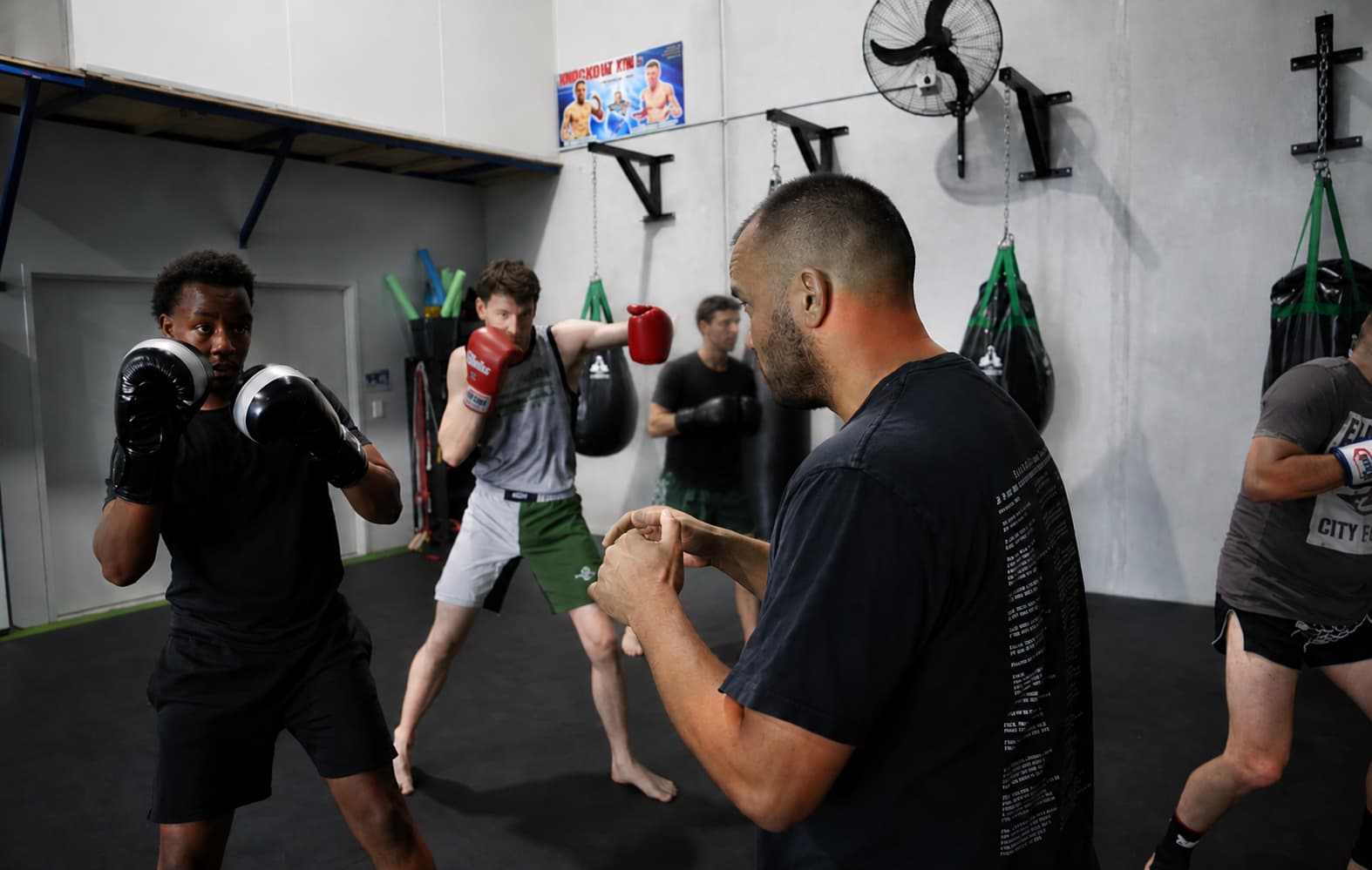 Boxing training at BioWeapon — pad work session